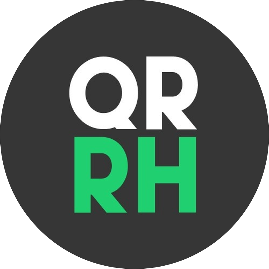 Logo com as letras QR RH em destaque